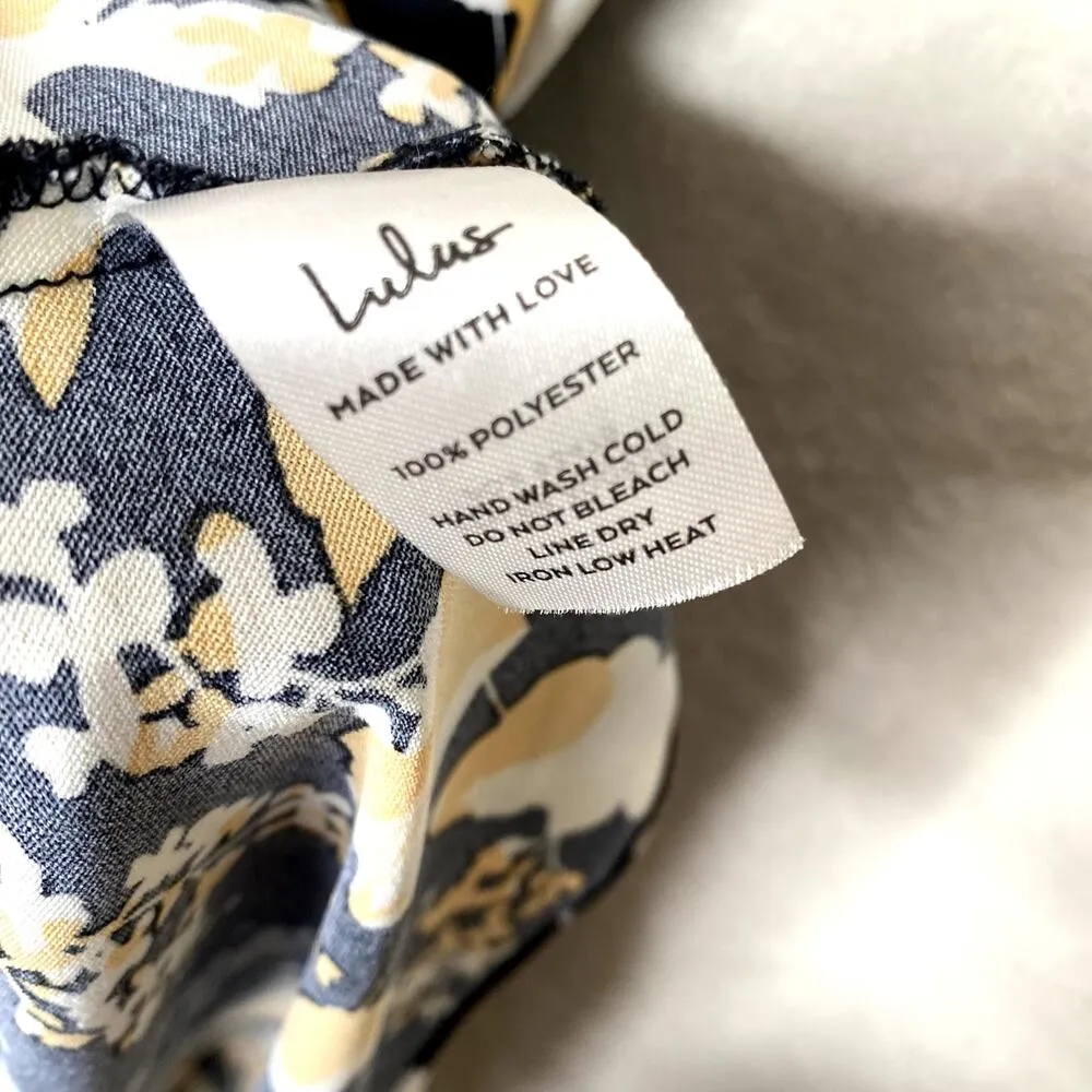 Lulus I Wanna Be Yours Floral Sleeveless Mini Slip Dress XL Black Cowl Neck - Image 9