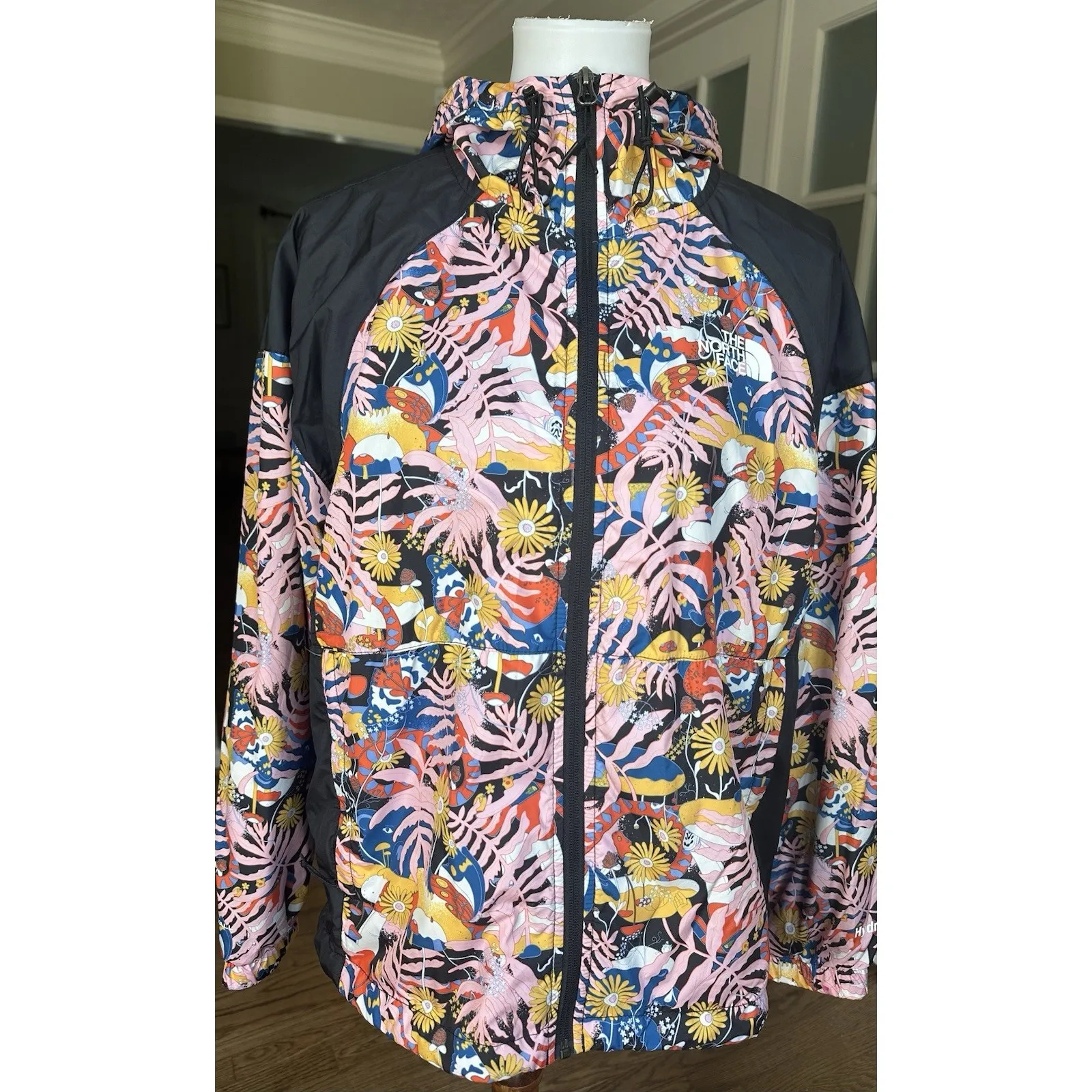 The North Face Women's Hydrenalite Floral Print Hooded Windbreaker Jacket L - Image 6