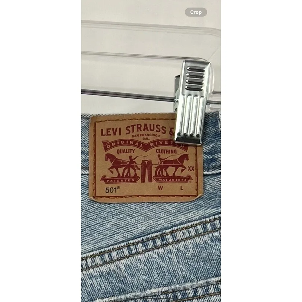 Women 26” Levi's 501 Button Fly Distressed Cut Off Denim Jean Shorts Boho Hippie - Image 5