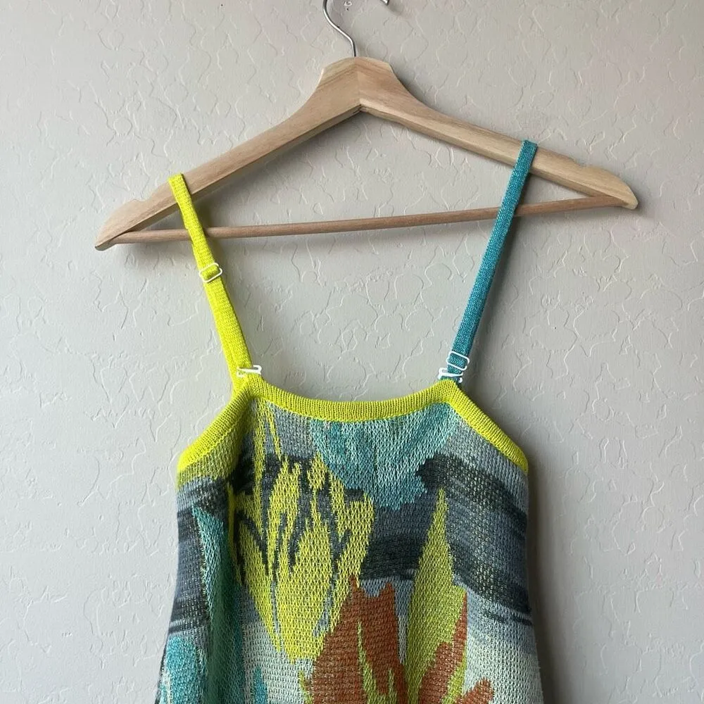 Yanyan Lily‎ Sleeveless Knit Midi Dress in Midnight Linen Jacquard Size XS Green - Image 10