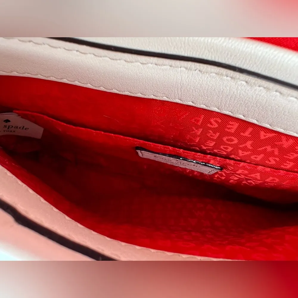 Kate Spade New York Astor Quilted White Leather Chain Crossbody Logo Bag - Image 12