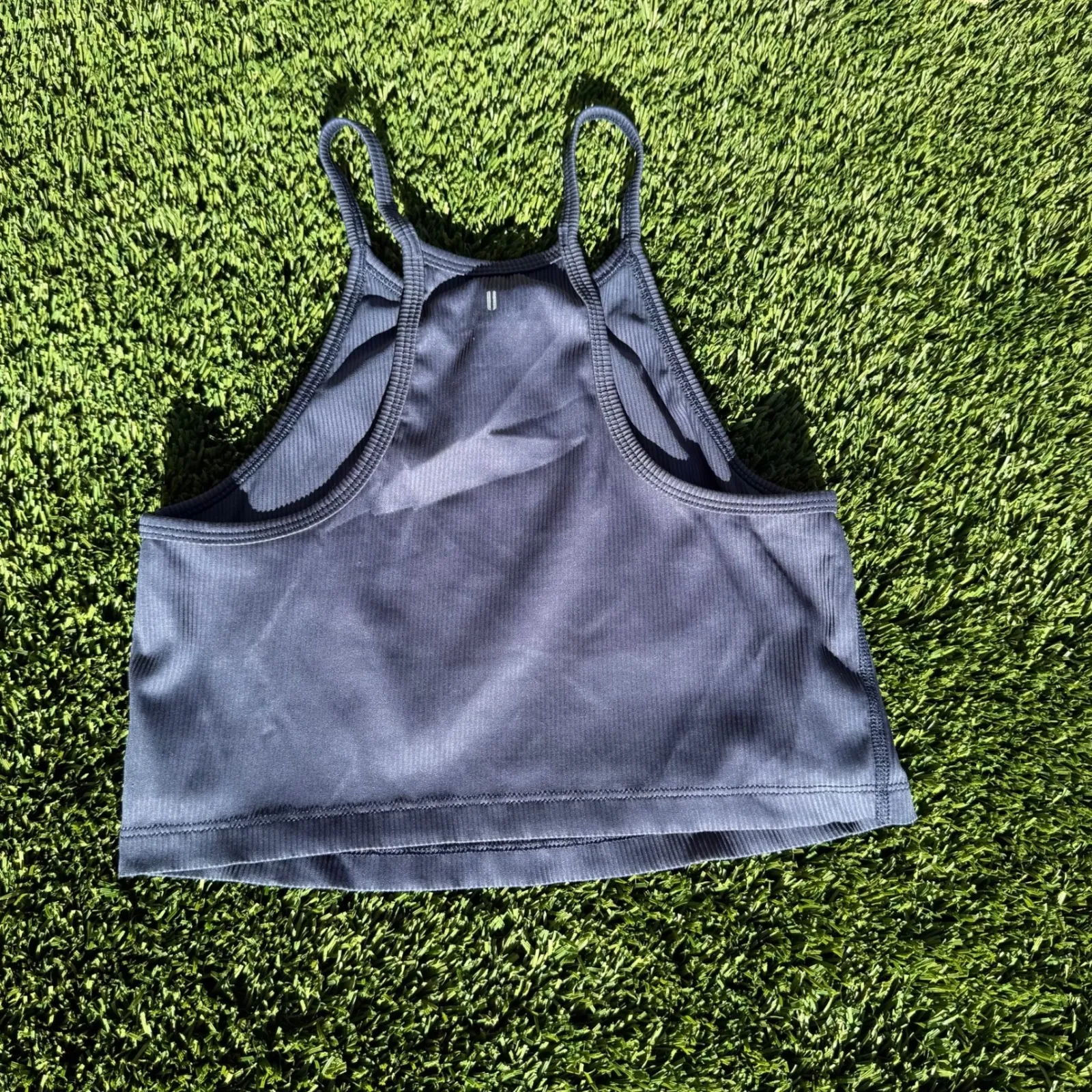 NOBULL Ribbed Cropped Top Sports Bra Athletic Workout Athleisure Tank Green - Image 4