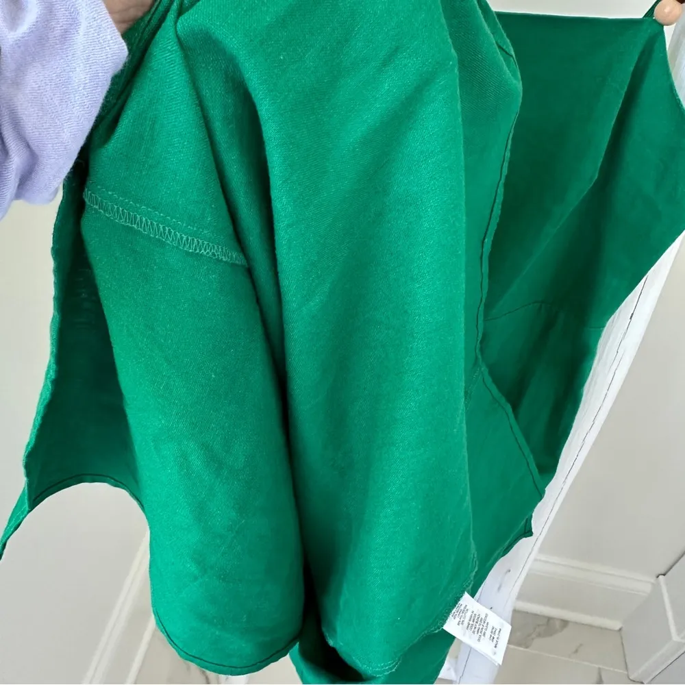 Rachel Zoe Green Linen Blend Square Neck Midi Dress W Wooden Beads Size Medium - Image 13