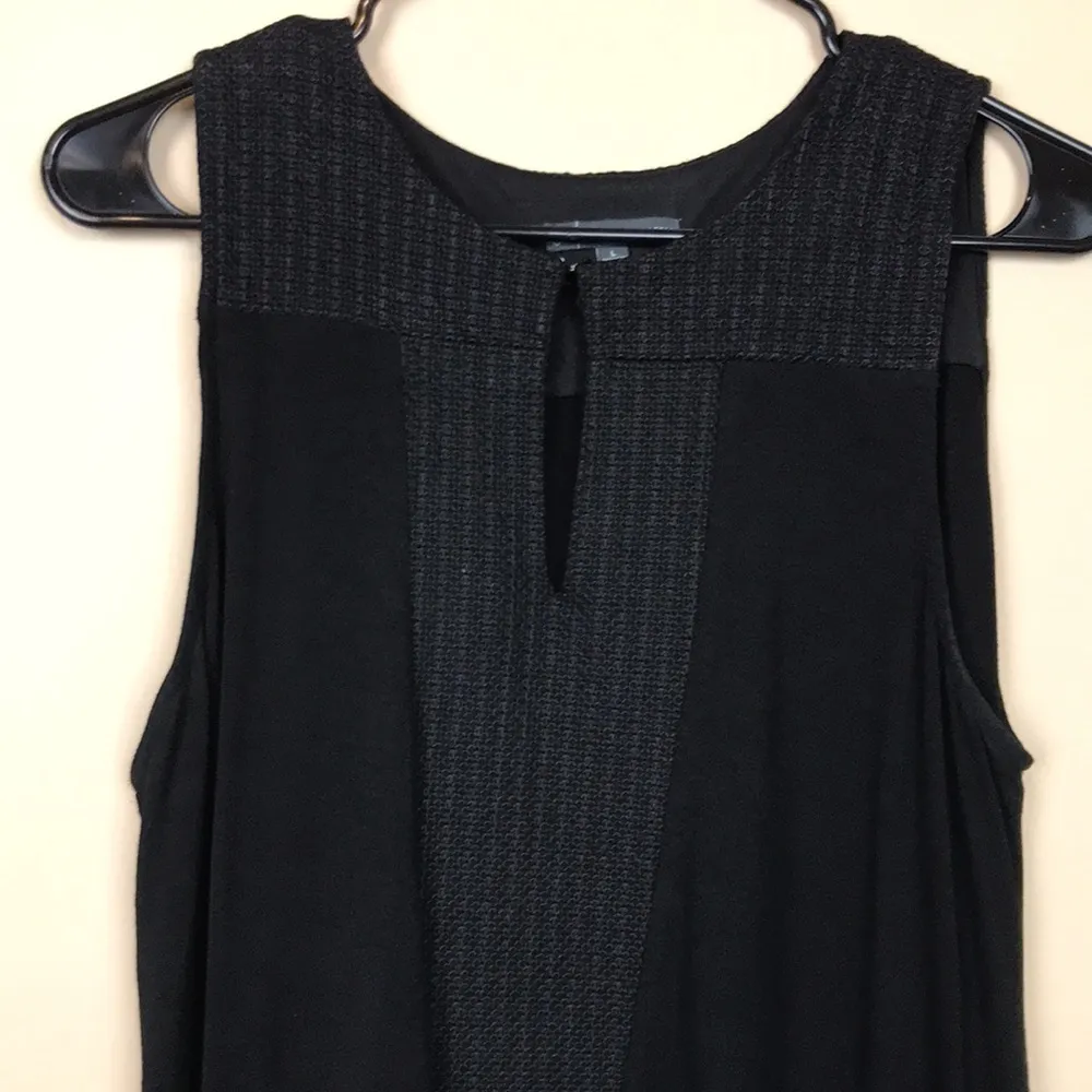 Adrianna Papell Women’s Keyhole Knit Black Handkerchief Hem Tank Blouse - Image 2