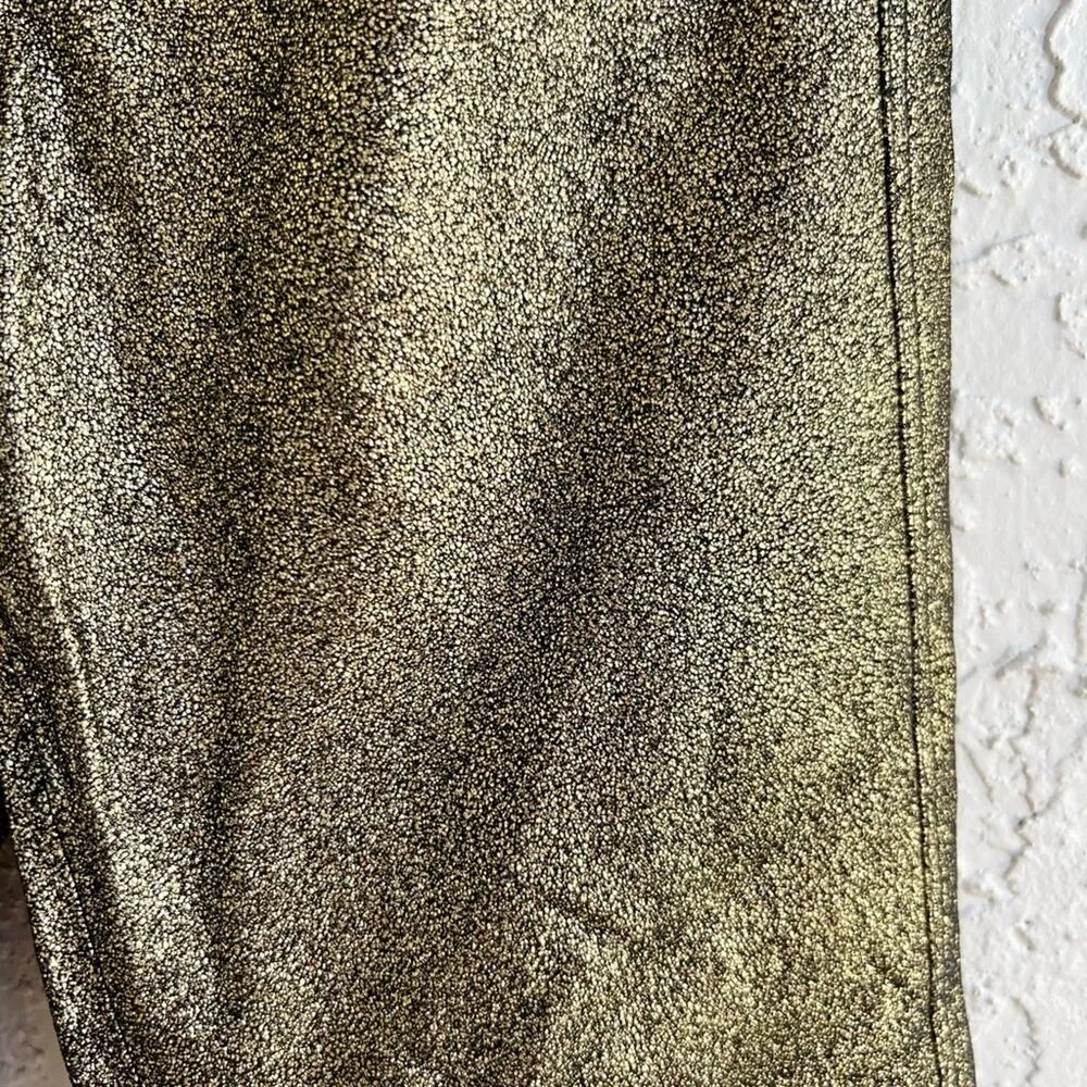 Lafayette 148 New York leather Mercer pants metallic finish 0 gold black - Image 5