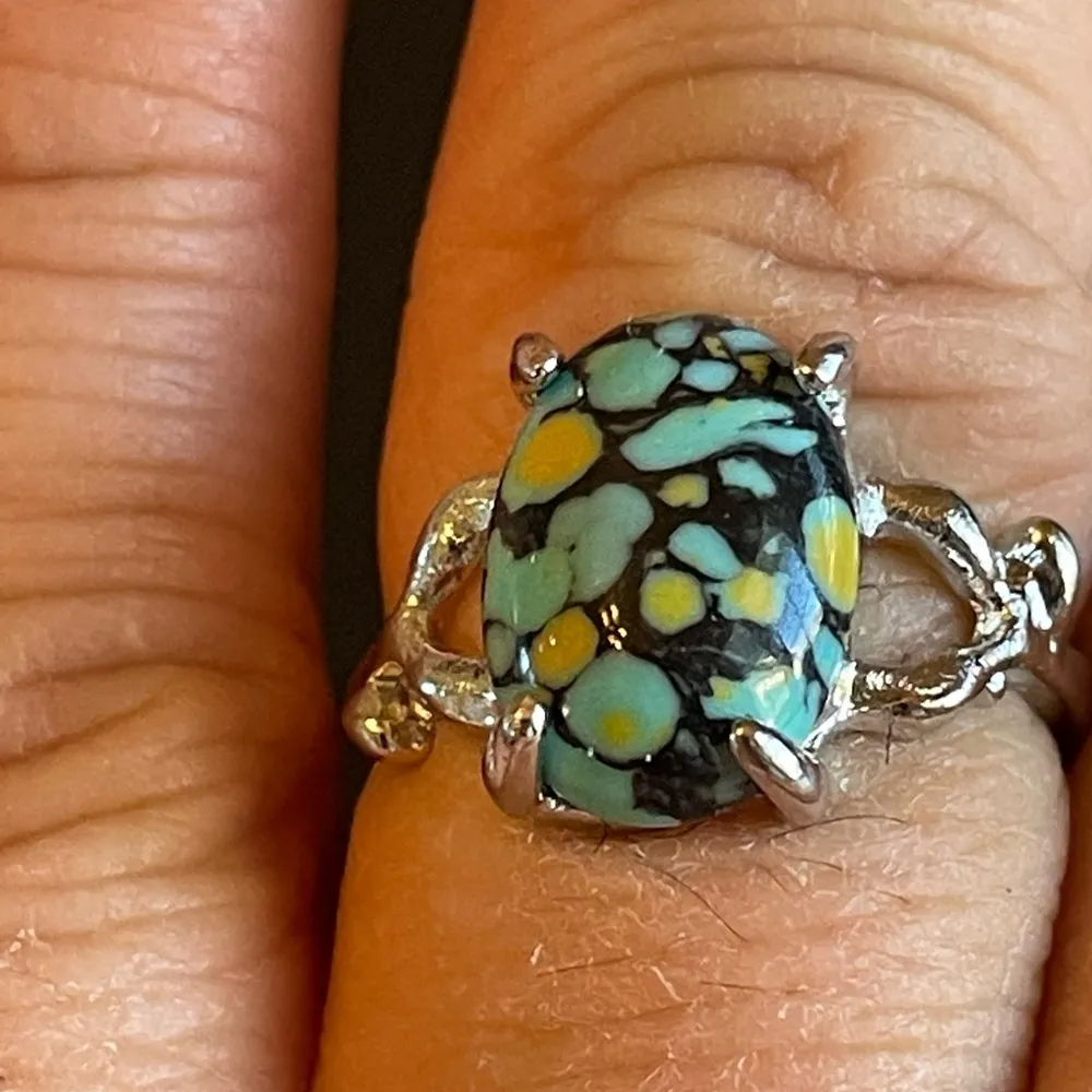 Mixed 3 color gemstone S925 silver ring size 8.25 - Image 9