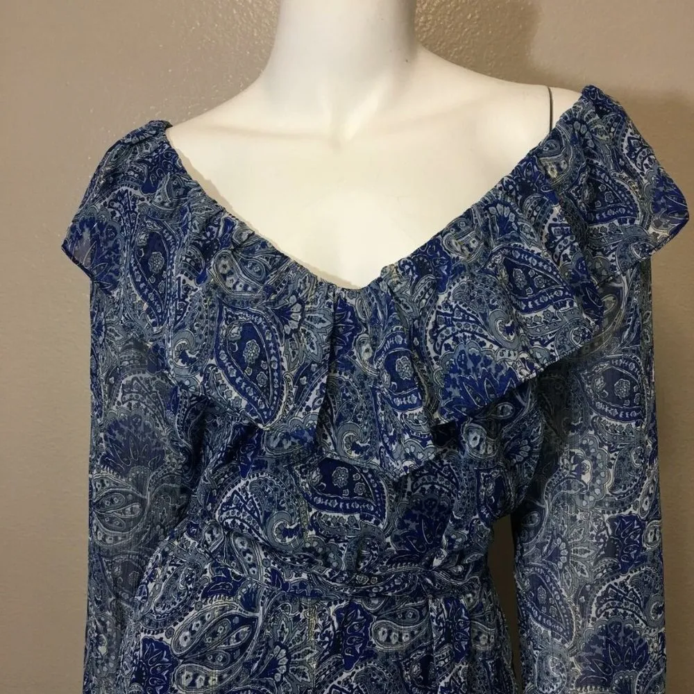 Michael Kors MK Kinley Ruffled Wrap Dress True Nav - Image 8