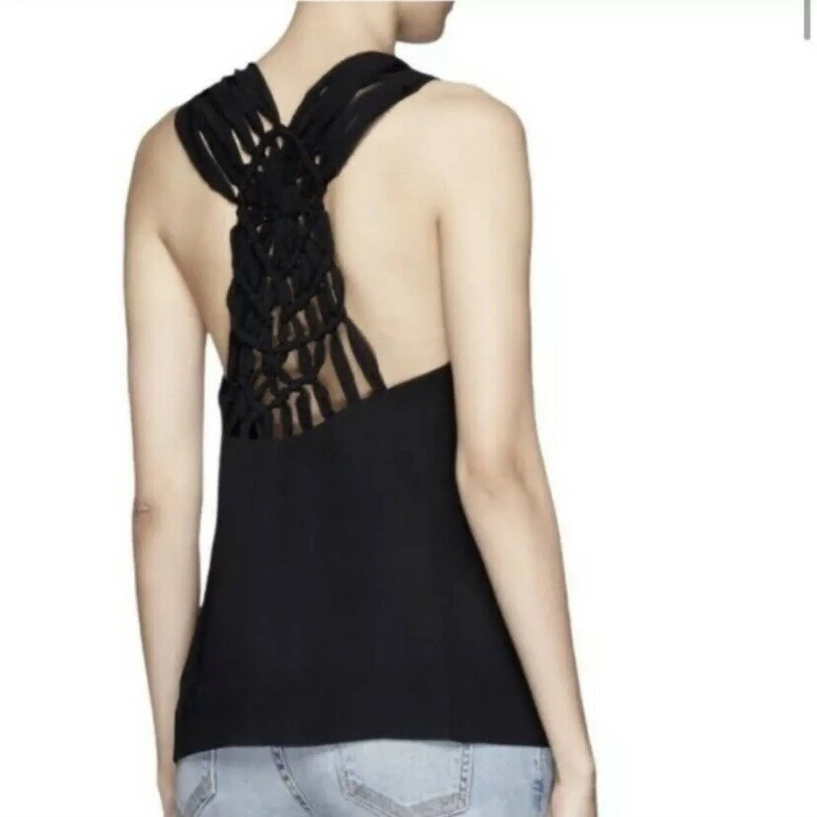 Maje‎ Faraco Black Braided Back Tank Large - Image 9