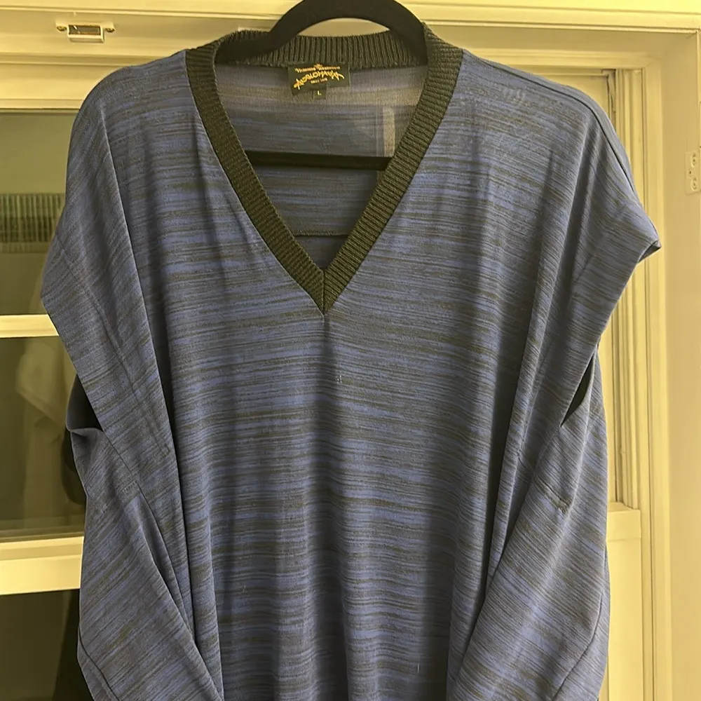 Vivienne Westwood Anglomania high-low blue black tie waist v neck high fashion L - Image 6