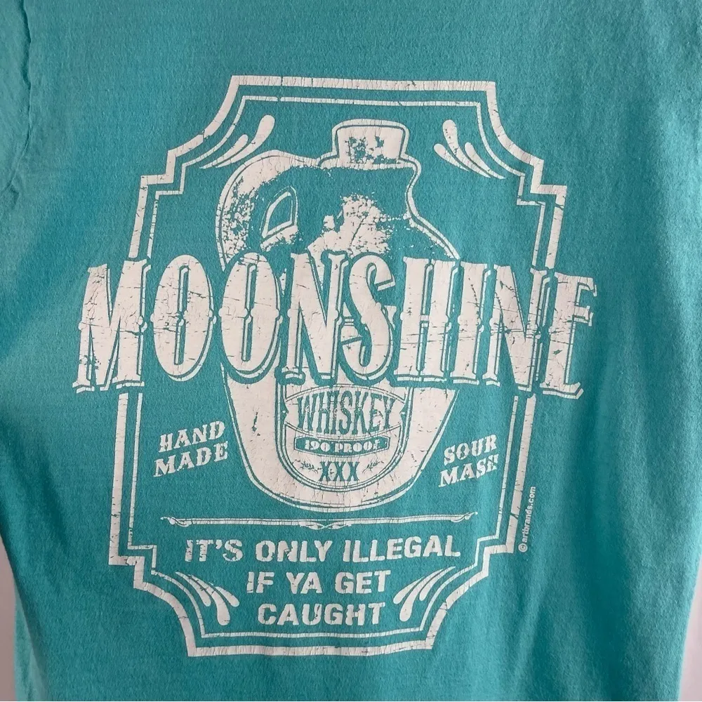 Fruit Of The Loom Sofspun Medium Moonshine Whiskey Graphic T Shirt Pastel Bright - Image 5