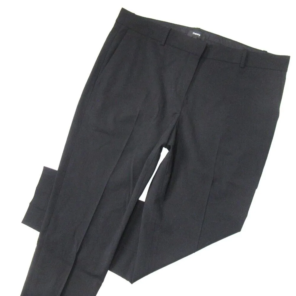 NWT Theory Testra 2B Sevona in Black Stretch Wool Tapered Slim Ankle Pants 12 - Image 2