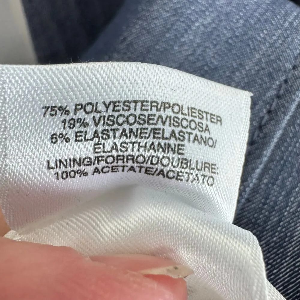 Nine West Blue Chambray Single Breasted Buttoned Blazer Jacket Lined Size 12 - Image 5