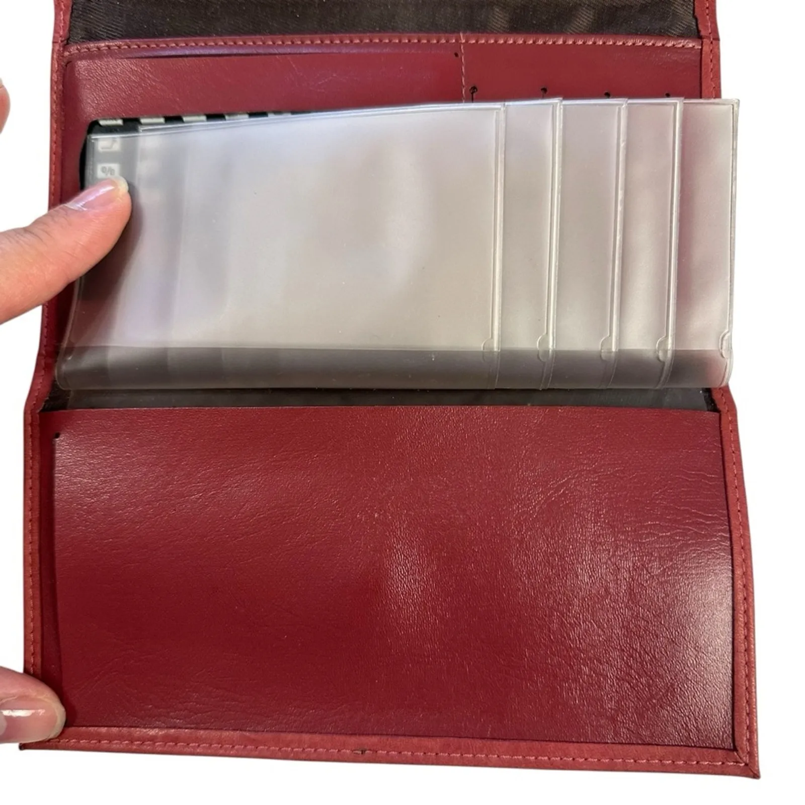 Vintage Buxton Natural Mutton Soft Red Leather Wallet with Calculator - Image 4