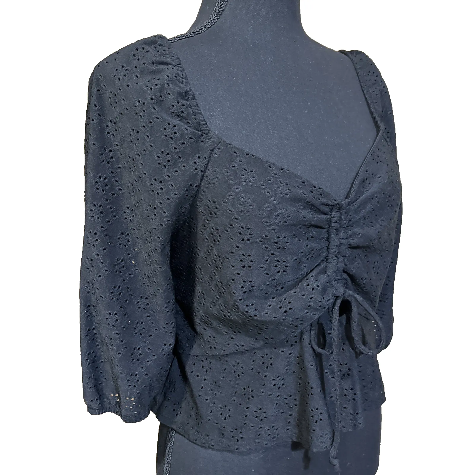 Urban Romantics Y2K Baby Doll Puff Sleeve Top Black Size L Whimsygoth Coquette - Image 2