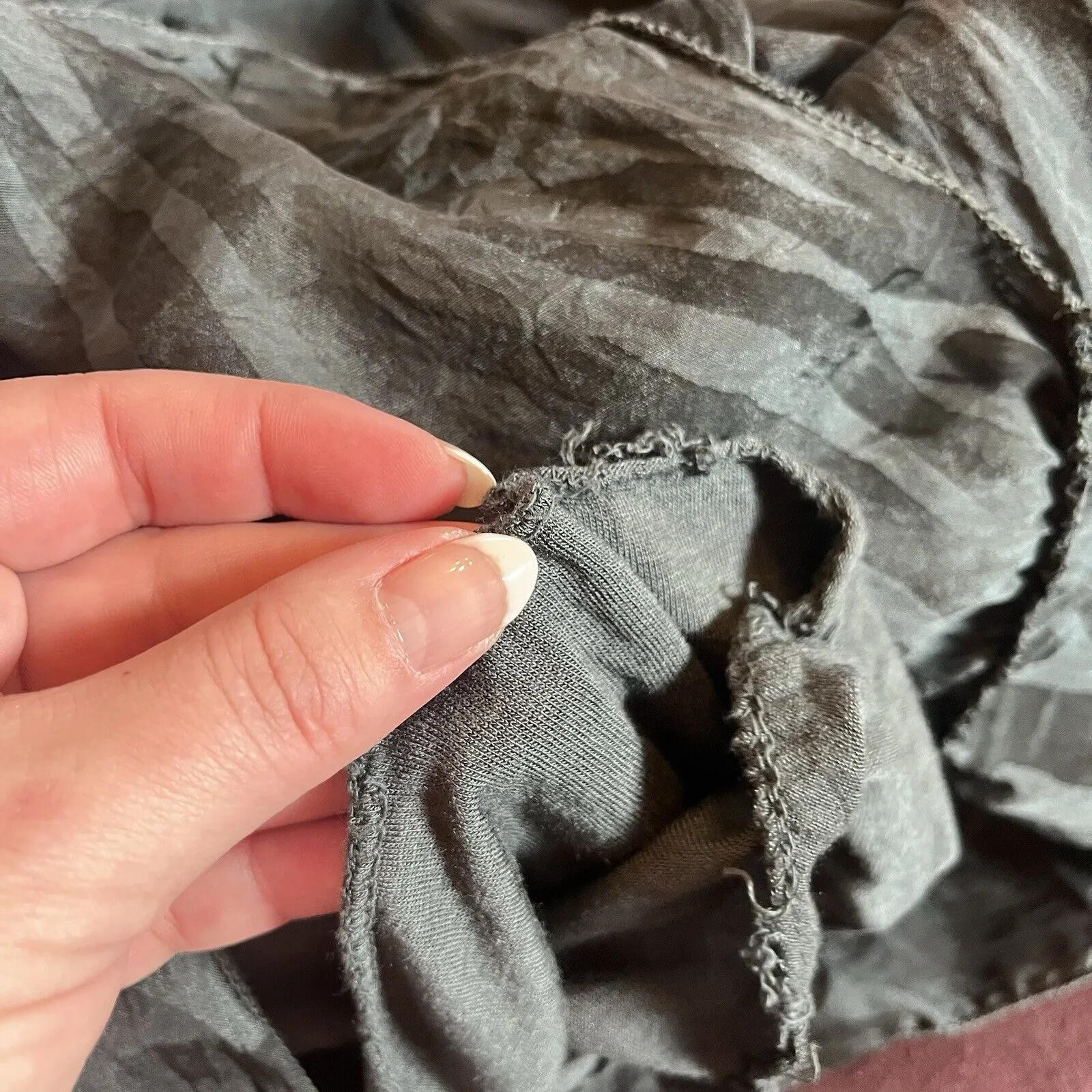 M Made In Italy Silk Overlay Bat Wing Blouse Womens L Animal Neutral Print Gray Size L - Image 8