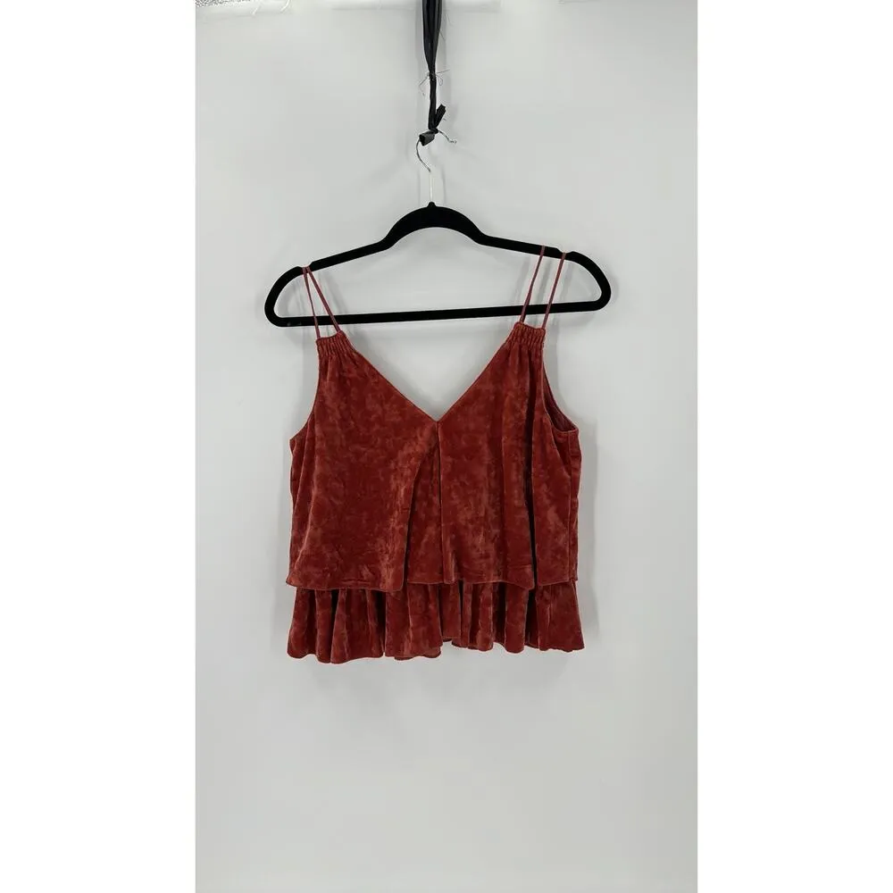 Aerie Velvet Layered Tank top boxy loose fit rust sienna colored sz  xs feminine - Image 5