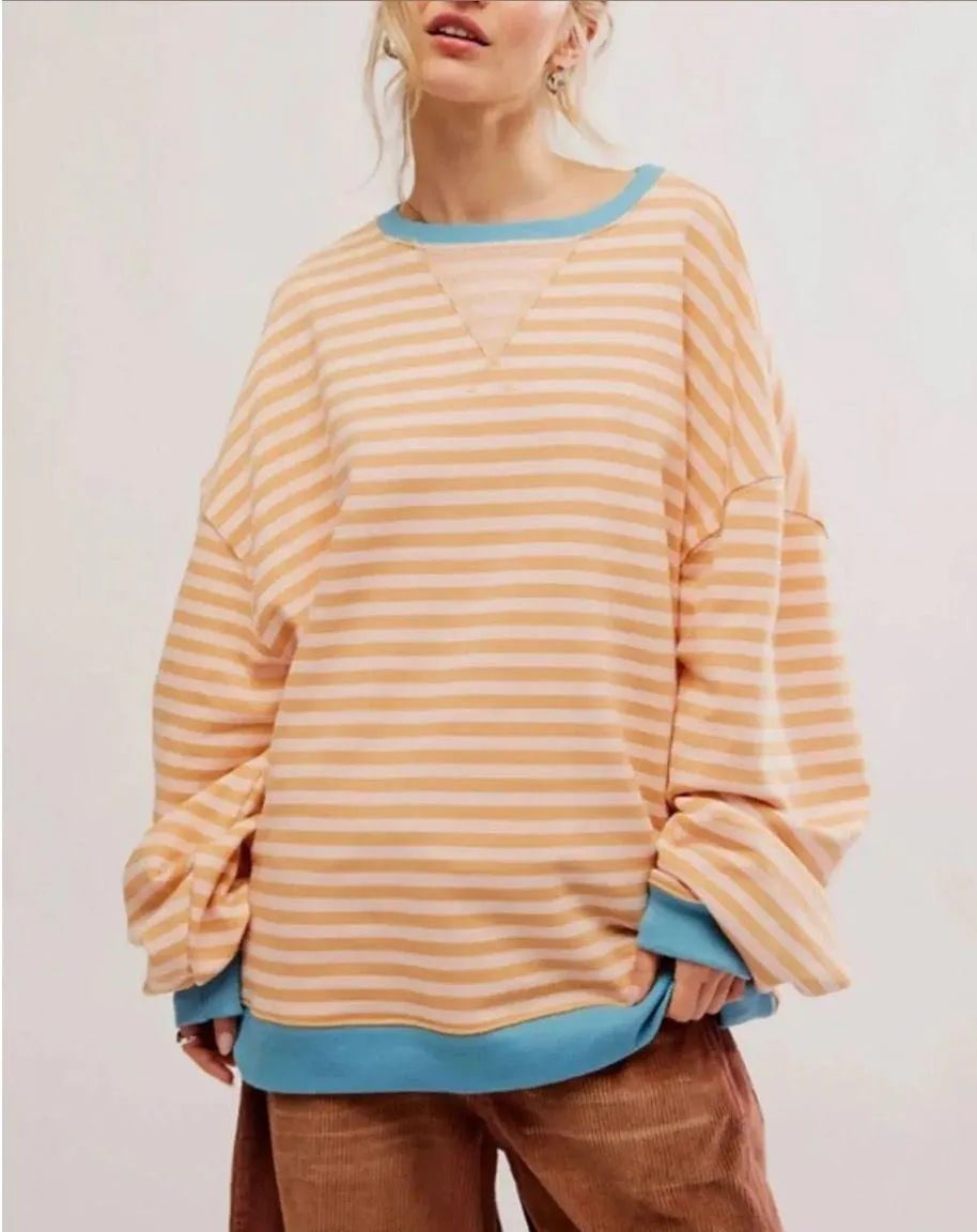 Free People Striped Crewneck Oversized - Image 2