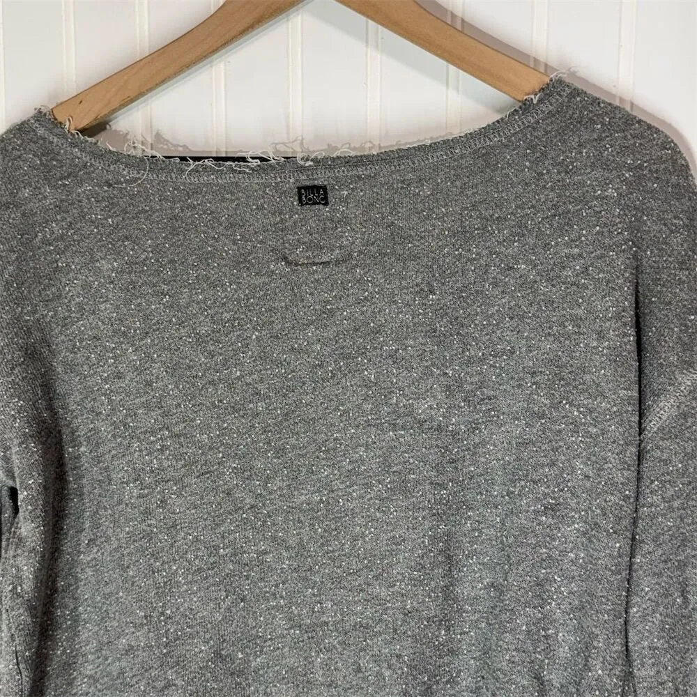 Billabong Gray Aztec‎ Ikat Graphic Sweatshirt M Raw Hem Distressed Boho Pullover - Image 4