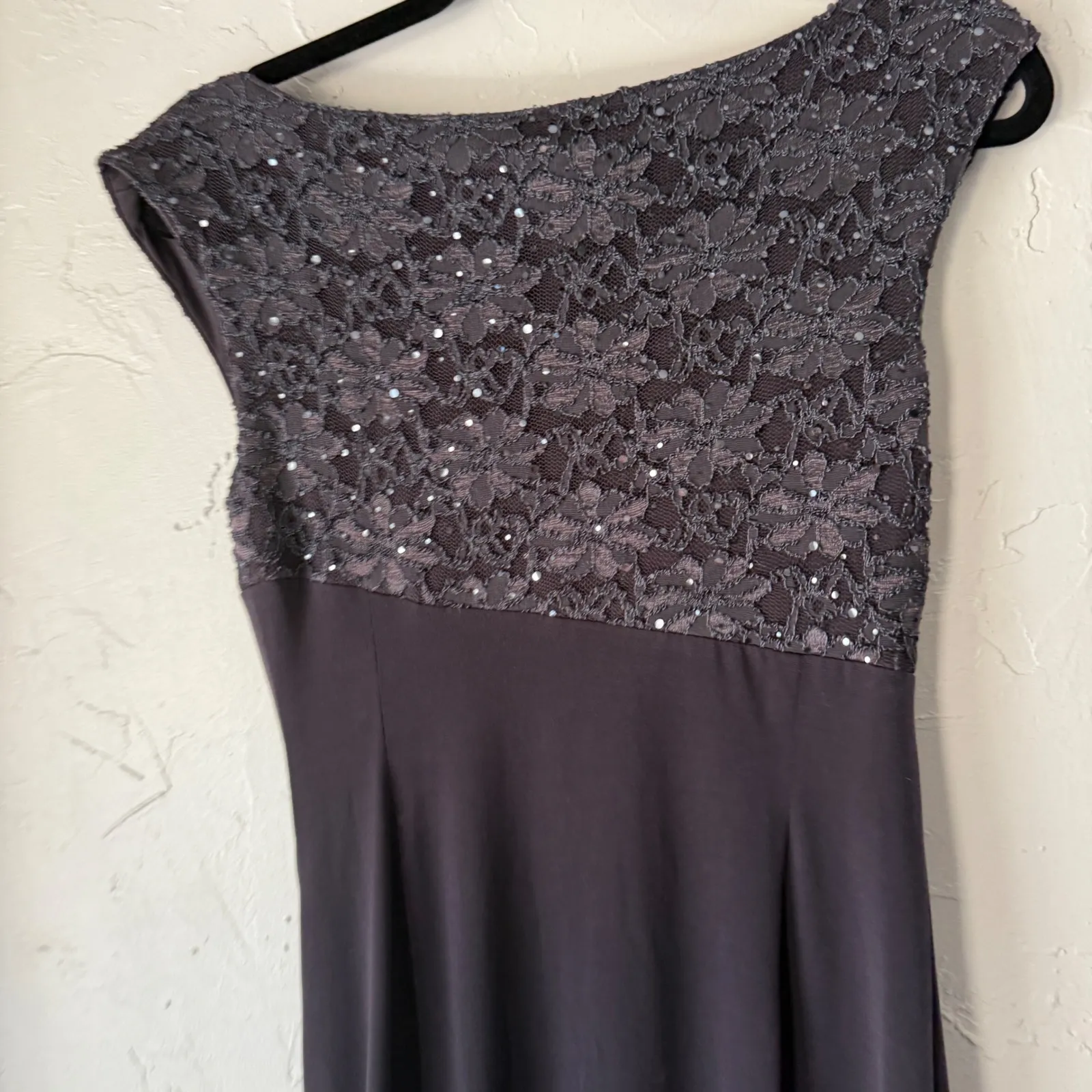 Dressbarn Y2k Dress‎ Women's Size 6 Gray Lace & Sequin Party Going Out - Image 6