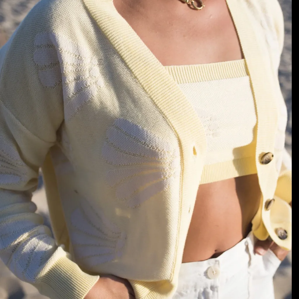 Callahan Meg Yellow Shell Knit Cardigan and Top Set medium tank xl sweater - Image 2