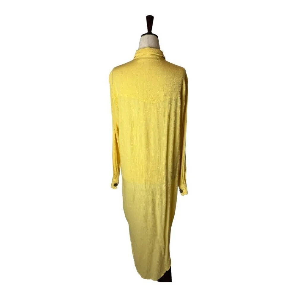 Jens Pirate Booty Dress Women Large Yellow Sunshine Crinkle Ipanema‎ Shirt Midi - Image 5