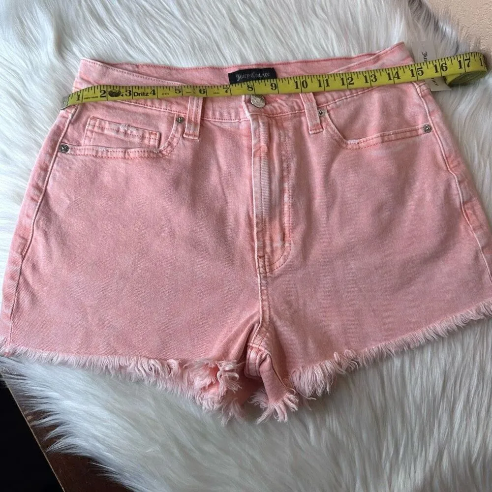 Juicy Couture Acid Wash Wild Peach Pacific Short HR Shorts Size 28 - Image 8
