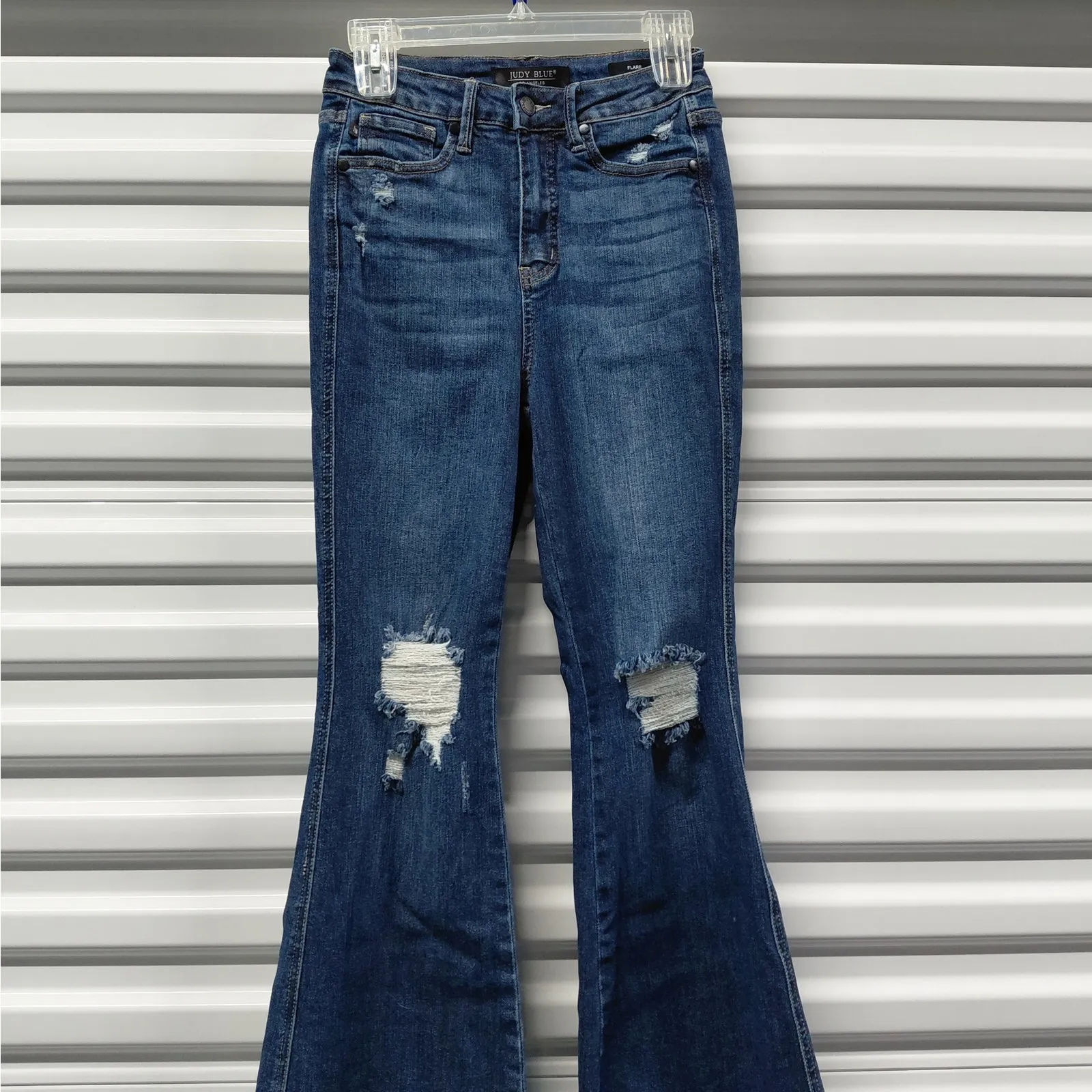 Judy Blue Womens Jeans Size 3/26 Blue High Rise Flare Distressed Boho Festival - Image 4