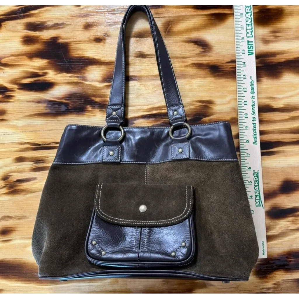 Vintage Eddie Bauer Brown Leather M Sized‎ Satchel Purse Western City Classic - Image 6