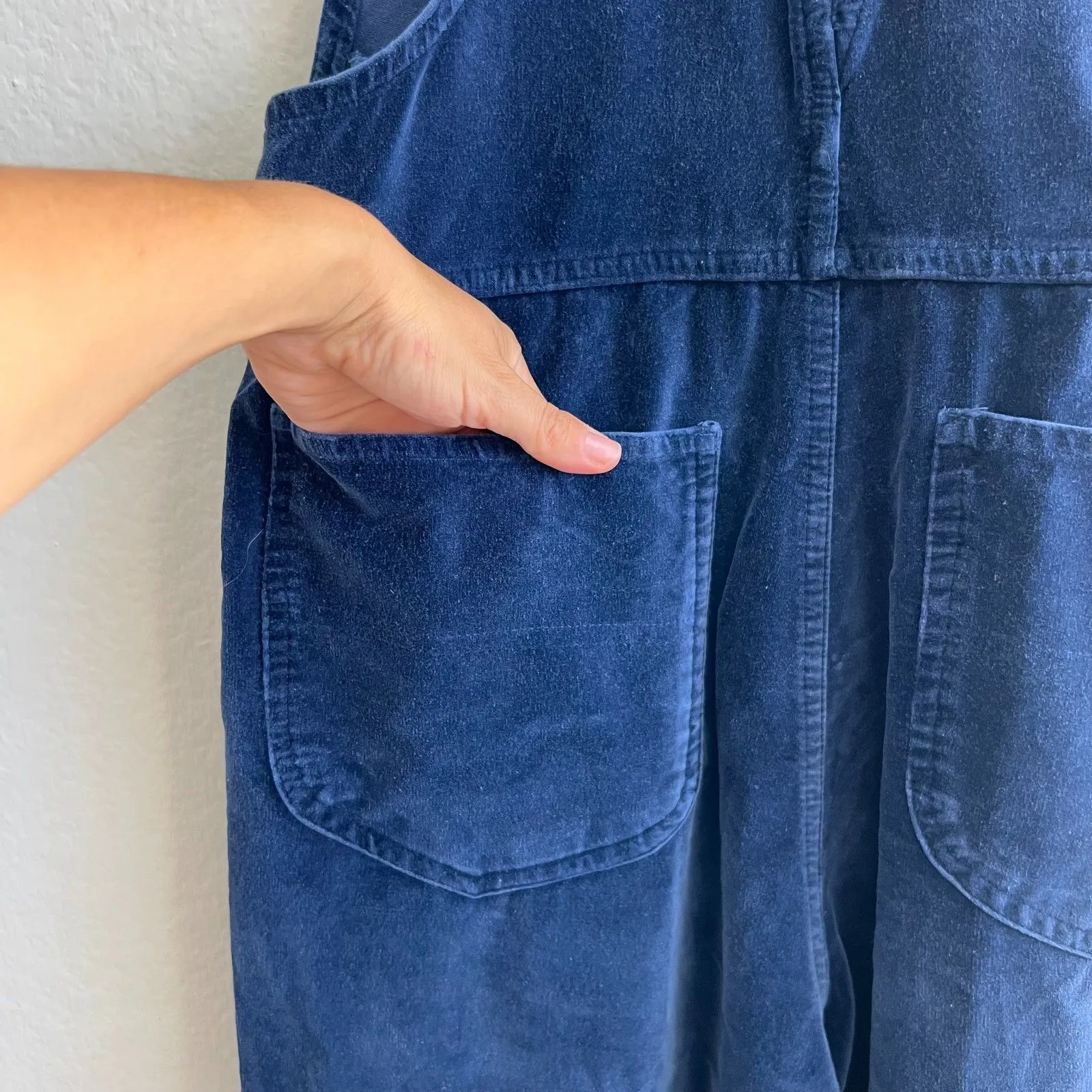 XHILARATION Vintage Y2K Velour Navy Blue Wide Leg Jumpsuit Womens Medium - Image 8