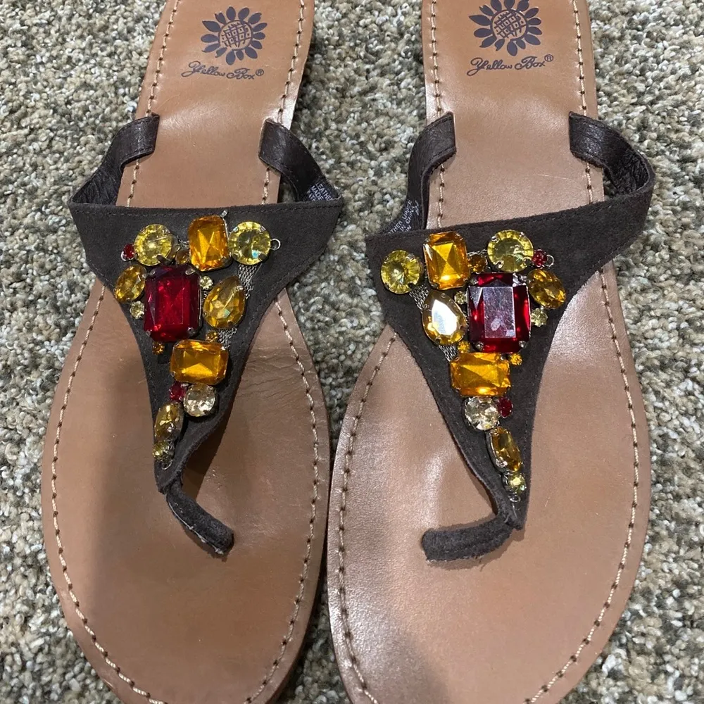 Yellow Box “Katherine” beaded flip flops - Image 4