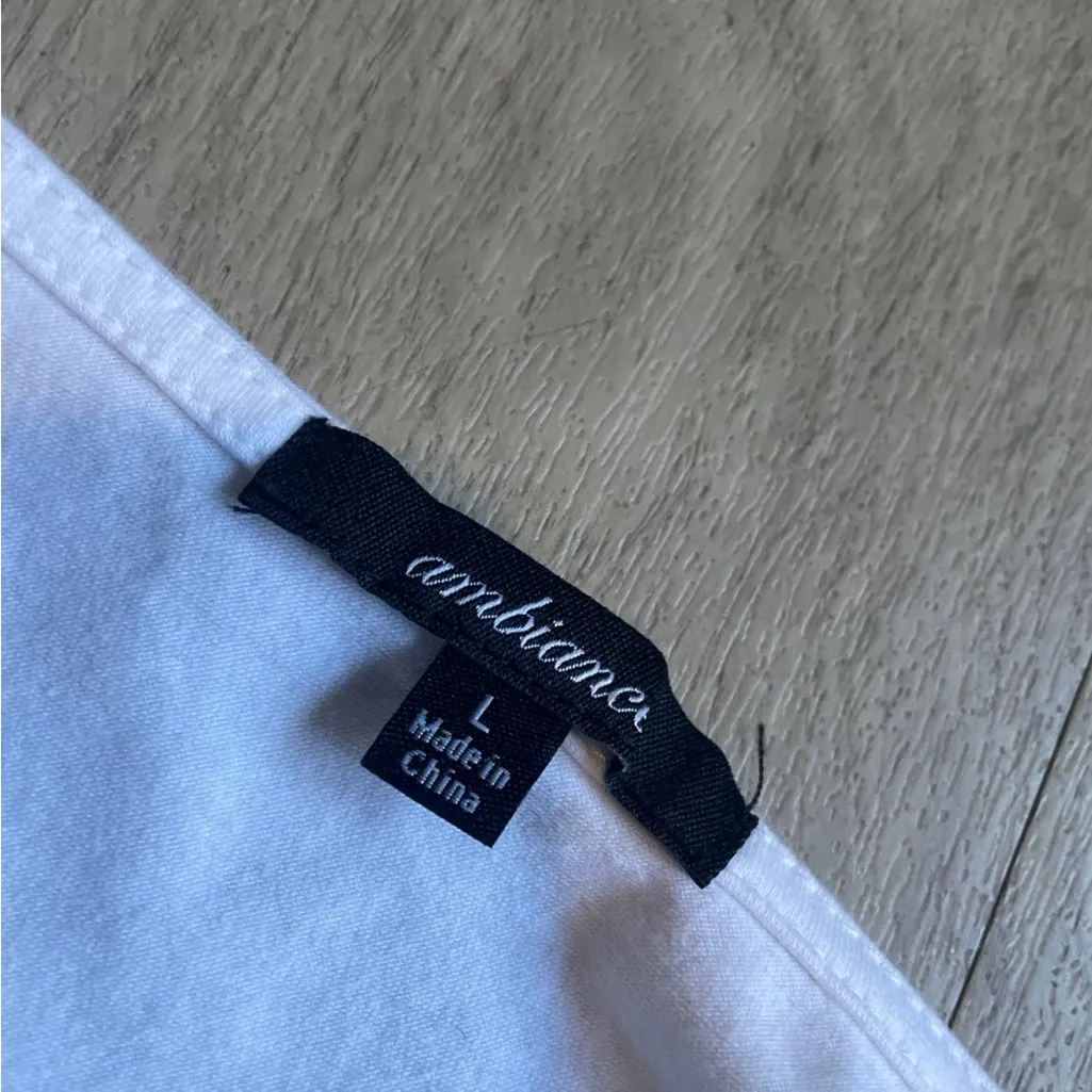 Ambiance White Long Sleeve Crop Top Size L - Image 2