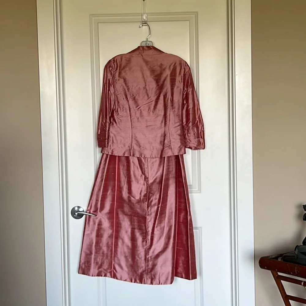 Vintage Formal Dress in 100% Dupioni Silk circa 1995 Pink Size 6 - Image 2
