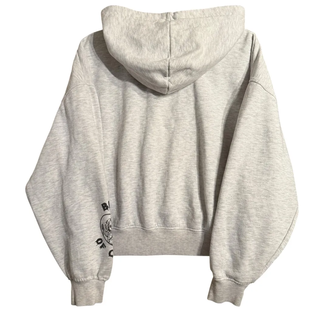 Cozy Gray Bride of Chucky Cropped Hoodie with Embroidered Design Size Medium - Image 3