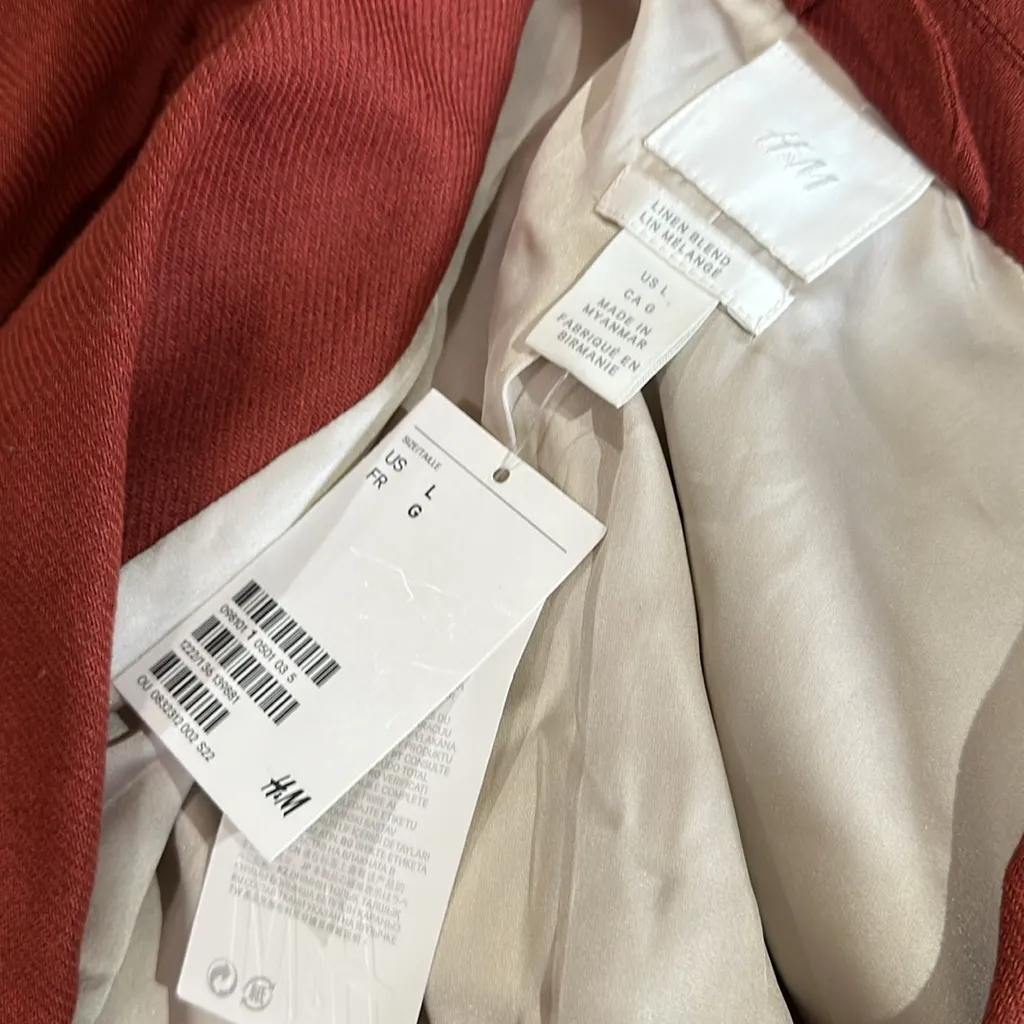 NWT H&M Linen Blend Relaxed Fit Blazer Rust Blazer - Image 7