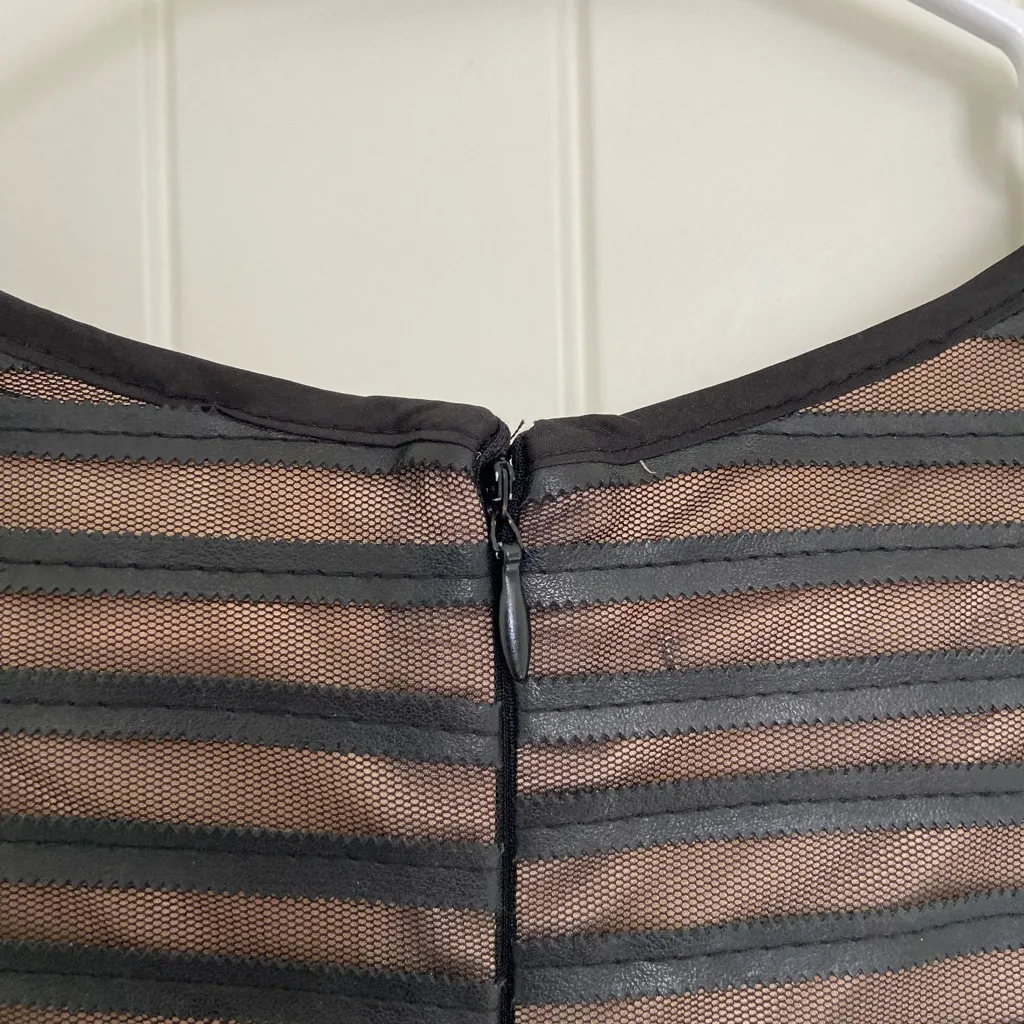 EUC | Muse women’s faux leather black nude sheer sleeveless‎ dress size 10 - Image 7