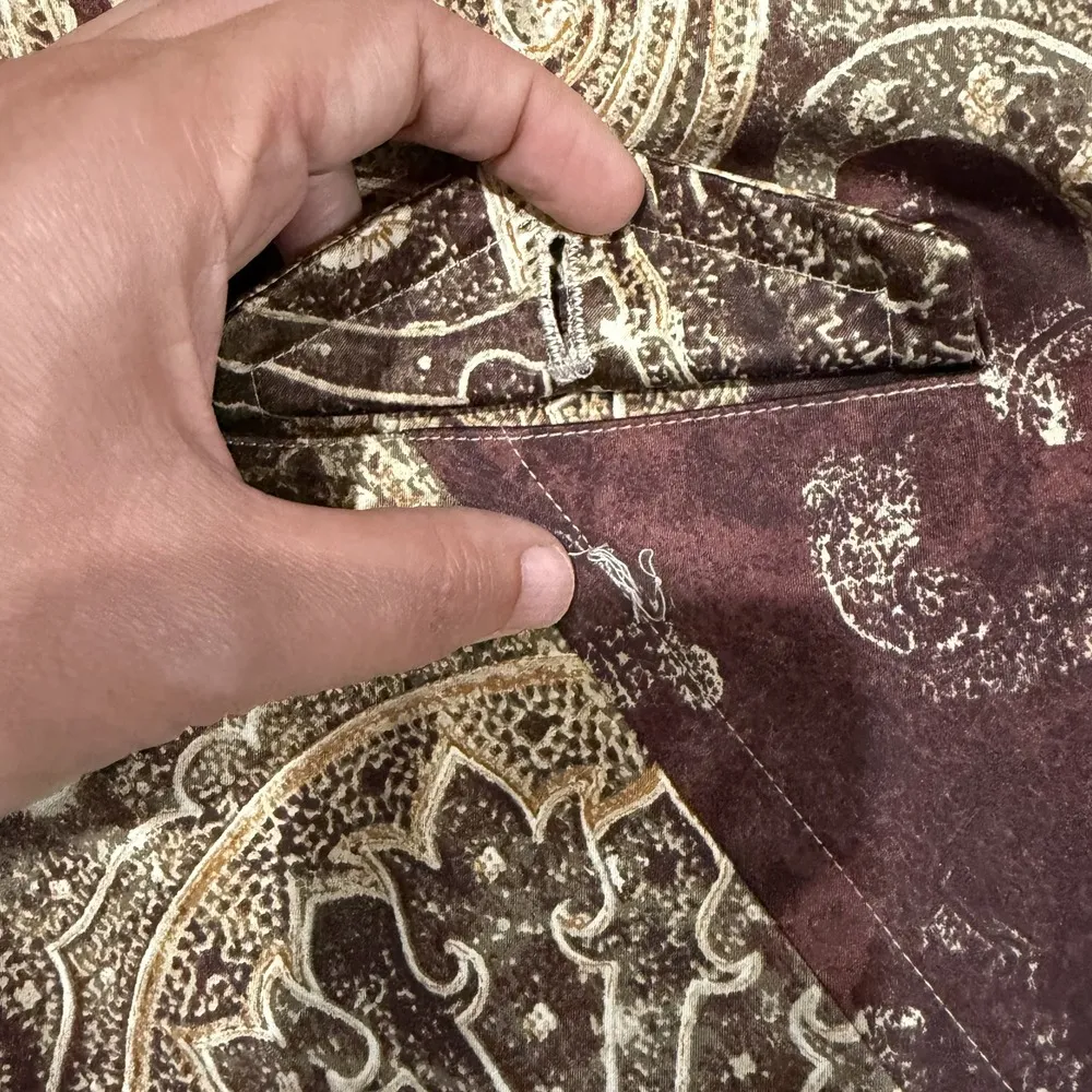 Chicos Size 1 Brown Paisley Design Suit Shiny Dressy Lined Blazer Jacket Festiva - Image 6