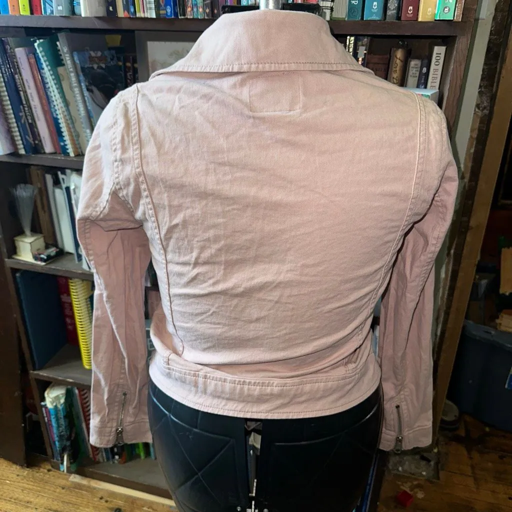 Old Navy blush pink elevated basics minimalist S moto jacket - Image 2