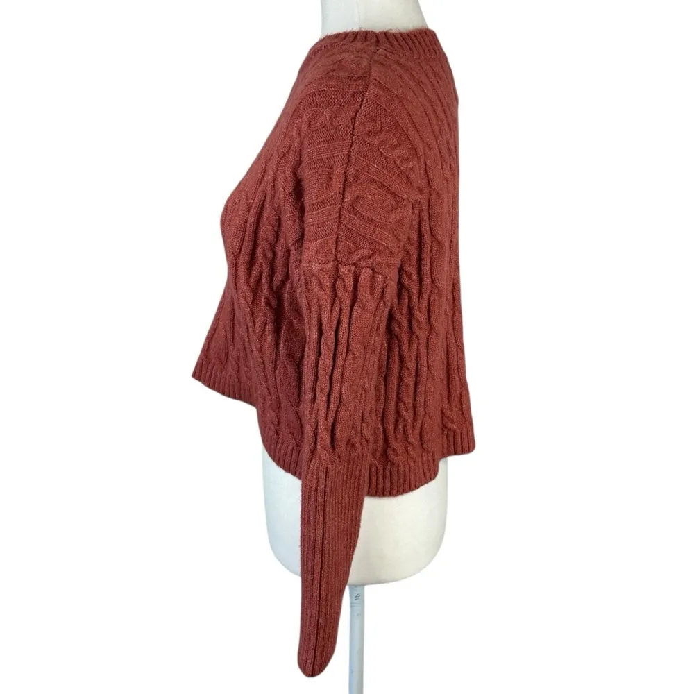 Moon & Madison Cable Knit Cropped Sweater Size XS Brown - Image 5