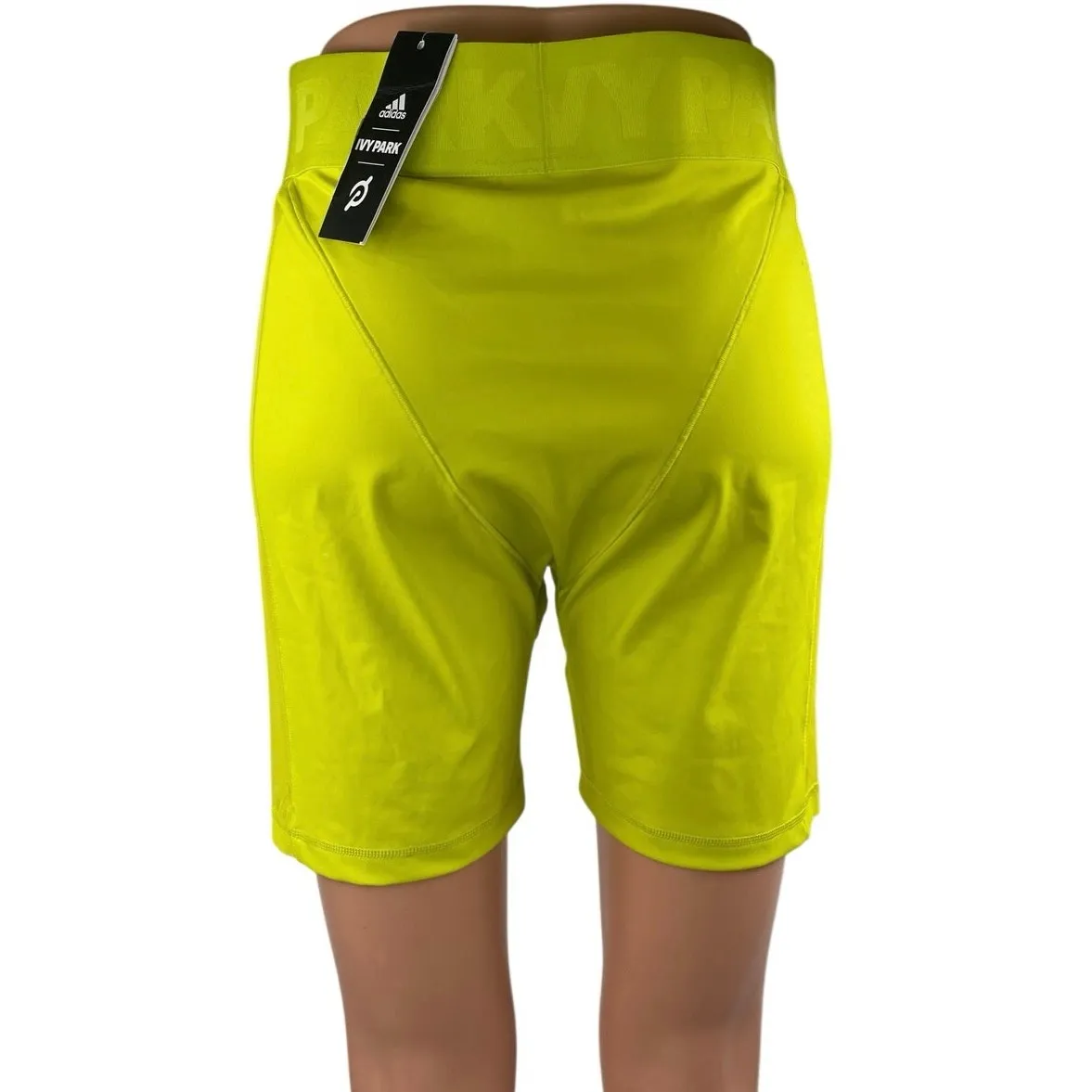 NEW Adidas Ivy Park Peloton Women's Yellow High Waisted Cycling Biker Shorts L - Image 3