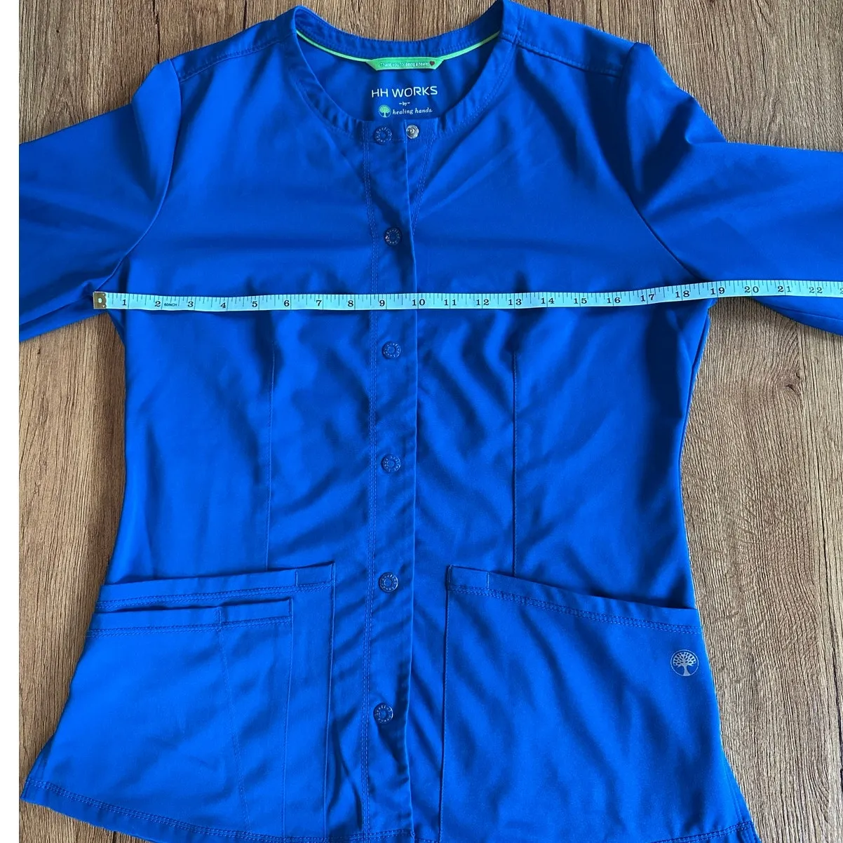 HH Works Healing Hands Royal Blue Scrub Jacket Size Small - Image 4