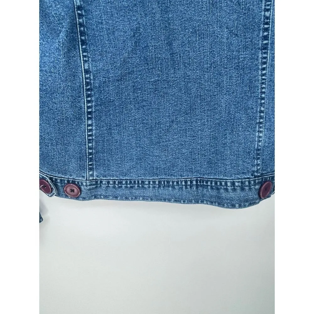 Jaclyn Smith  size M Stylish Denim‎ Jacket with Red Buttons - Image 4
