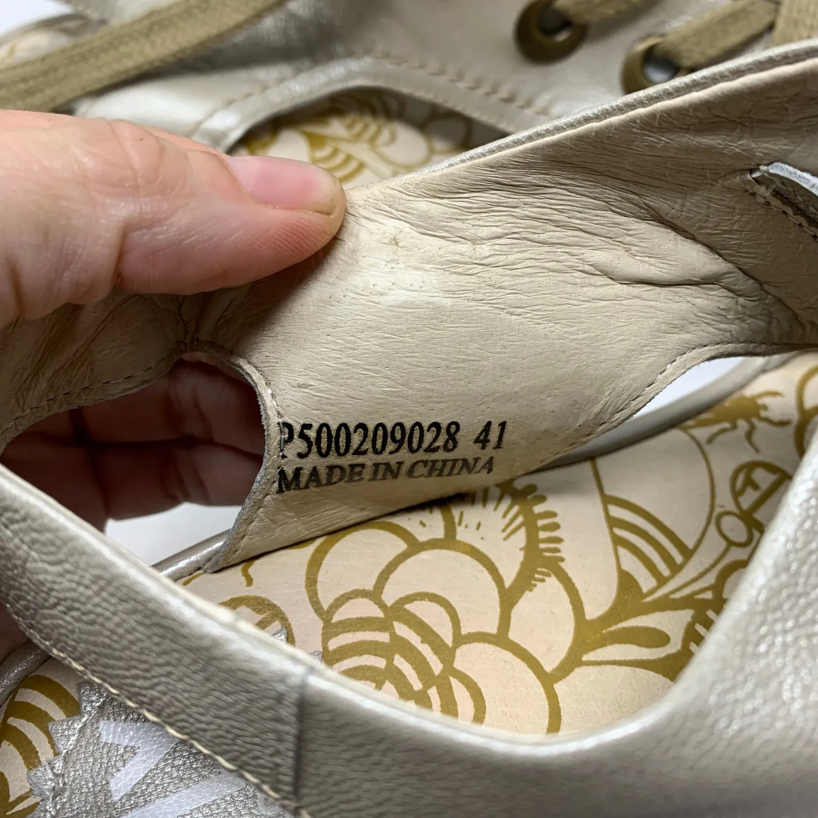 Fly London Ylva Ylfa 41 Metallic Gold Leather Lace Up Open Toe Wedge Sandal Shoe - Image 4