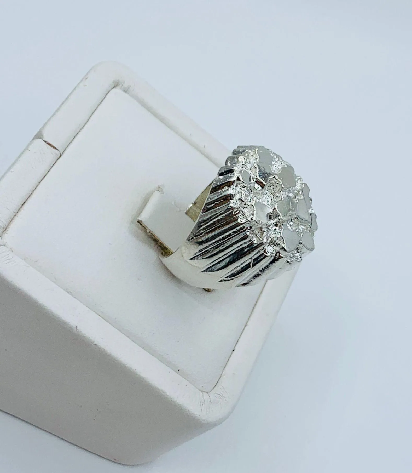 925 Sterling silver men’s Nugget Ring Size: 10 Anillo de Plata para hombre tamaño 10 - Image 3