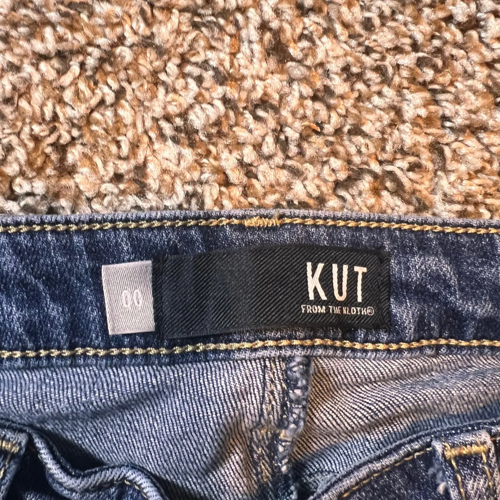 Kut From The Kloth Blue‎ Wash Denim Distressed Hem Skinny Jeans 00 - Image 2