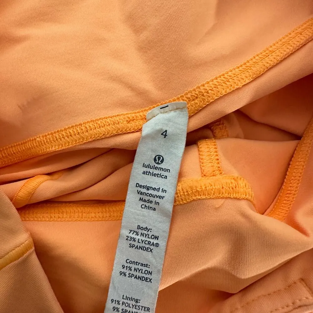 Lululemon Spinerette Orange Creamsicle Pop Biker Shorts Size 4 Athletic Gym Yoga - Image 4