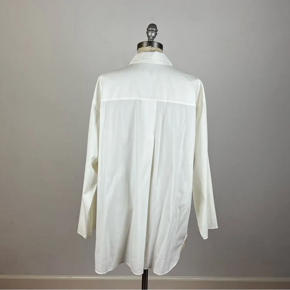 Lafayette 148 New York White Crepe Button Up Shirt - Image 8