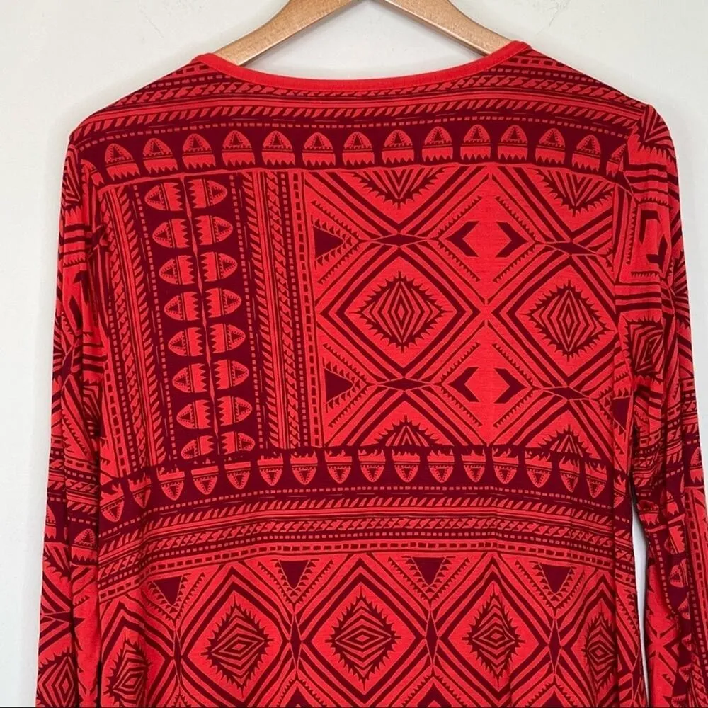 Soft Surroundings Kalahari red embroidered V neck long sleeve tunic top boho M - Image 4