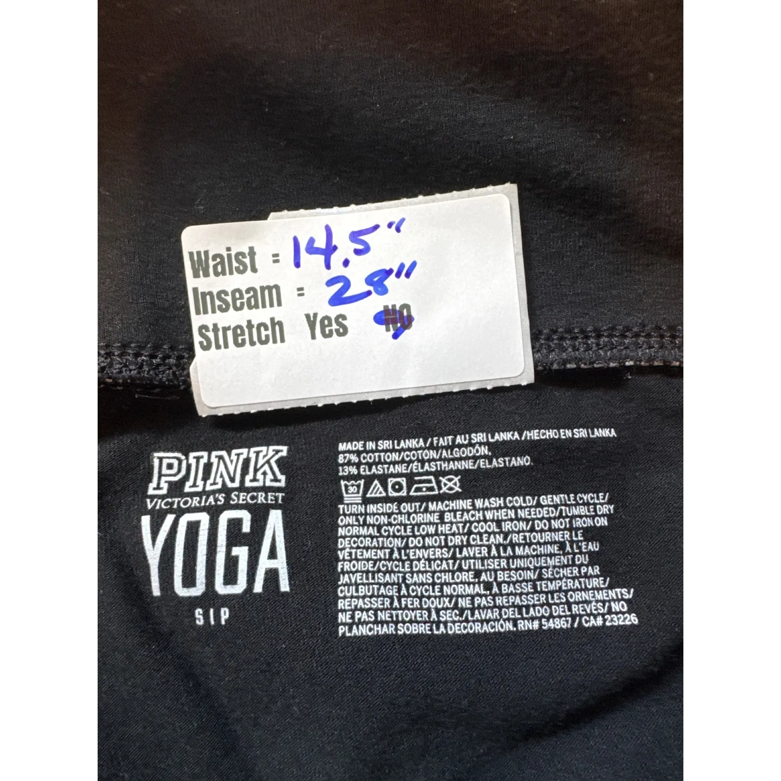 Victoria's Secret PINK Yoga Leggings Womens Small Pocket Black Workout Gym - Image 3