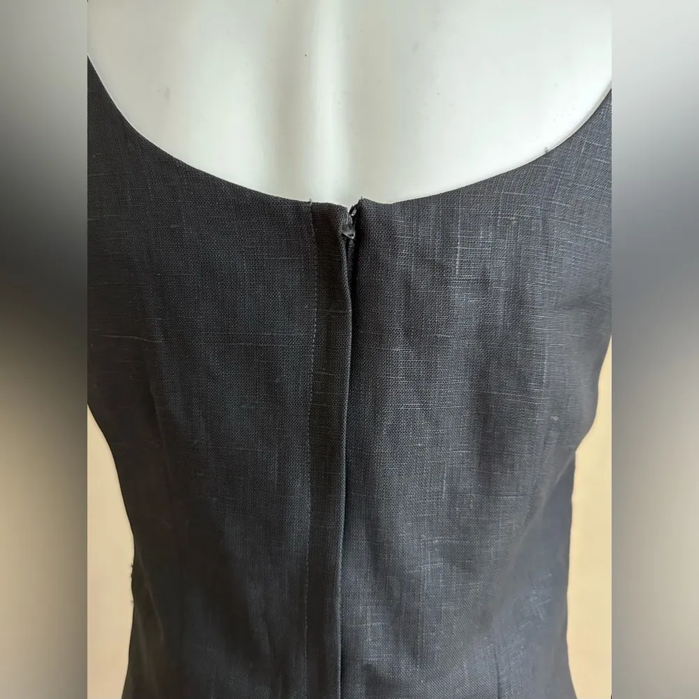 Sake Black Linen Sleeveless Dress 100 % Linen Made In Romania SZ 10 Exce… - Image 8