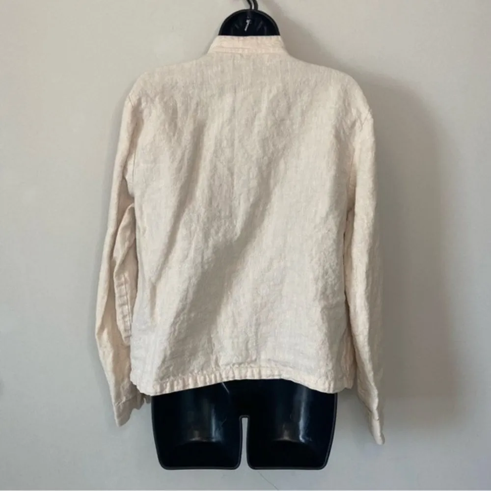 Orvis Tan Linen Jacket Single Seashell Button Size Large - Image 5